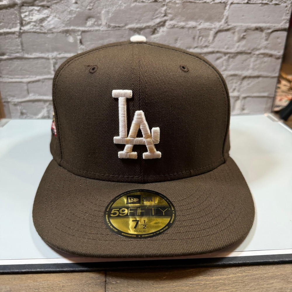 New Era LA Dodgers 100th Anniversary 59FIFTY Fitted Hat Brown White 7 1/2
